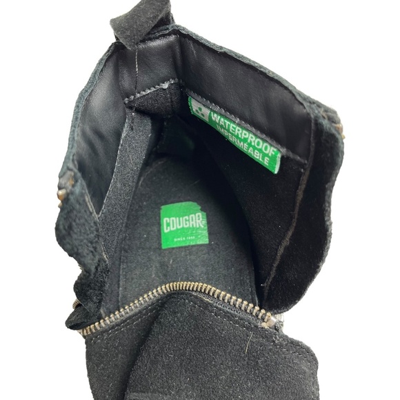 COUGAR Black Genuine Leather Suede Ankle Booties Boots Shoes WATERPROOF sz 9.5 - Picture 14 of 16